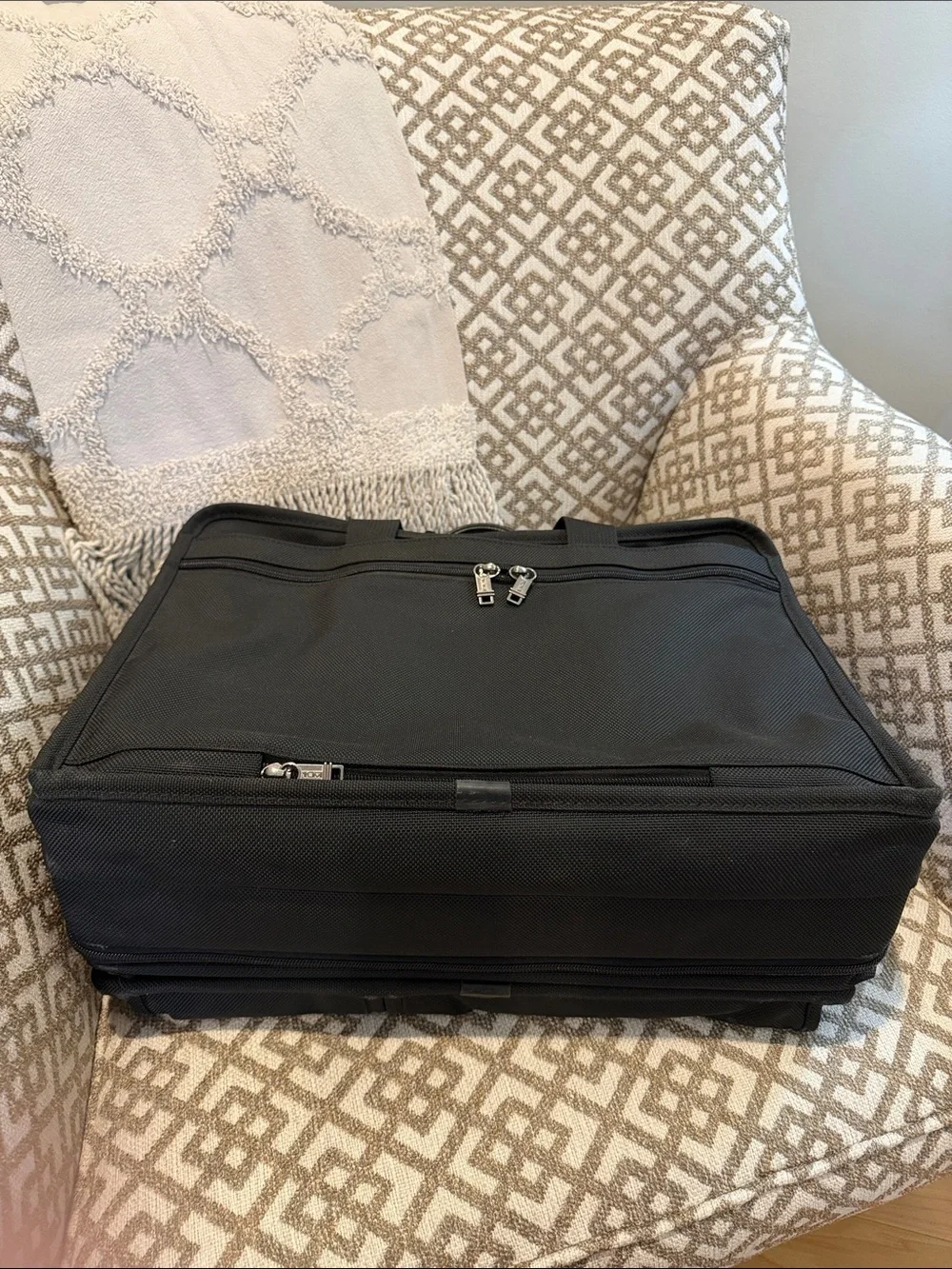 Tumi Black Laptop Briefcase with Red Logo Tag